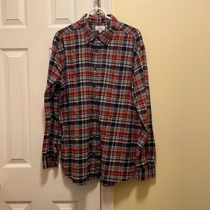 XL Men’s Sepia/Black/Cream Plaid Flannel Button-Down Shirt by Croft & Barrow.